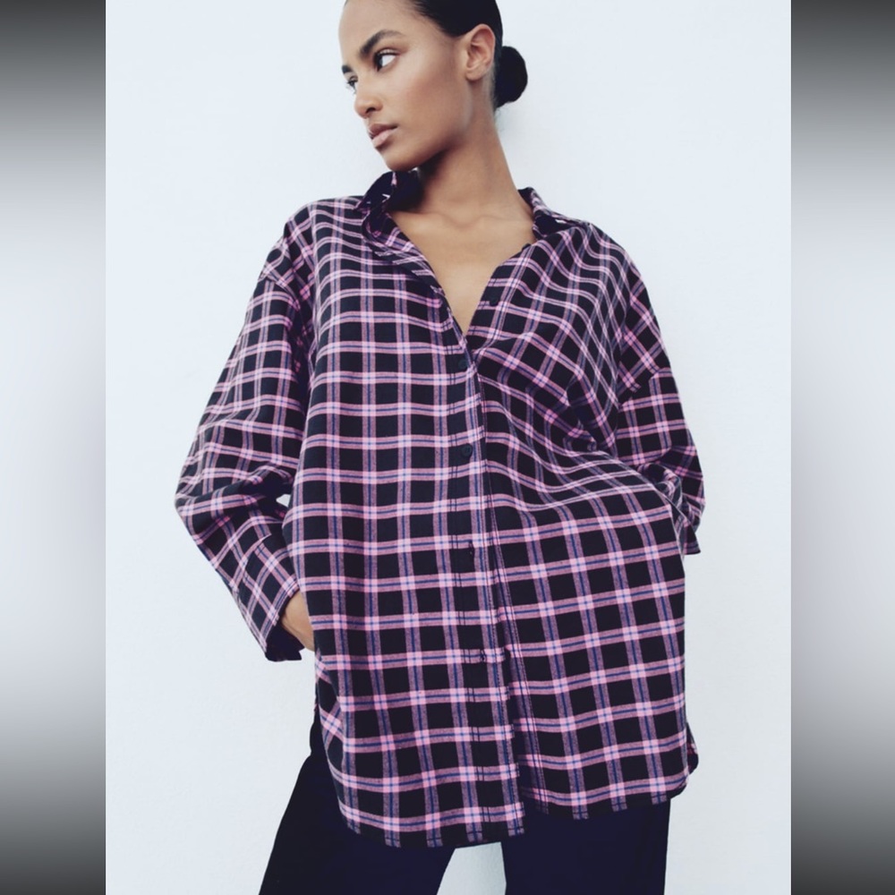 Zara purple plaid flannel shirt